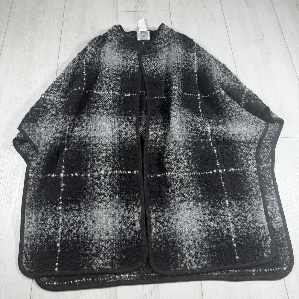 Akris Punto Poncho Women Black Cape Wool Cashmere Jacket Lagenlook Quiet Luxury